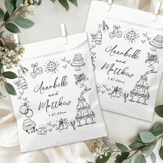 Hand Drawn Whimsical Wedding Geschenktütchen