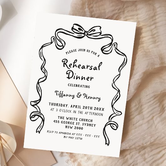 Hand Drawn Whimsical wedding rehearsal dinner Einladung