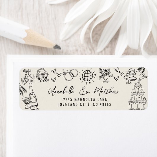 Hand Drawn Whimsical Wedding Return Address (Insitu)