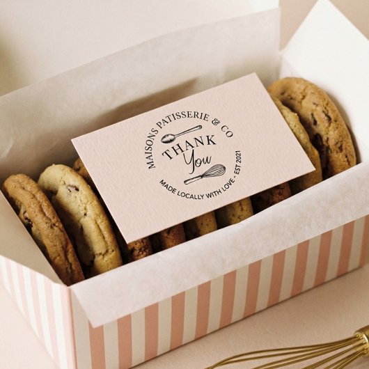 Hand Drawn Whisk Spoon Bakery Business Thank You Gummistempel