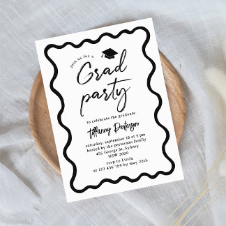 Hand Drawn White Graduation Party Invitation Einladung