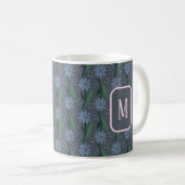 Hand-Drawn Wildflower Blue Moody Floral Monogram Kaffeetasse (VorderseiteRechts)