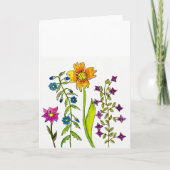 Hand-Drawn Wildflower Trio Greeting Karte (Vorderseite)