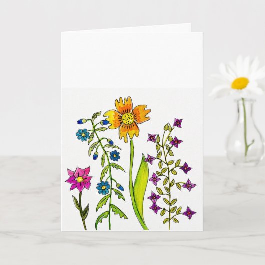 Hand-Drawn Wildflower Trio Greeting Karte (Kleine Pflanze)