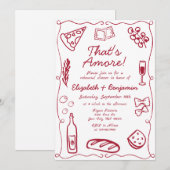 Hand Drawn Wine Red Retro Italian Rehearsal Dinner Einladung (Vorne/Hinten)