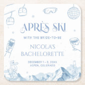Hand Drawn Winter Apres Ski Bachelorette Party Rechteckiger Pappuntersetzer (Vorderseite)