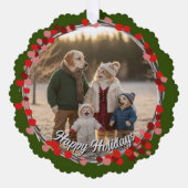 Hand Drawn Winter Berries Wreath Photo Ornament Karte (Vorderseite)