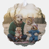 Hand Drawn Winter Berries Wreath Photo Ornament Karte (Rückseite)