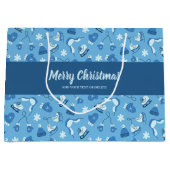 Hand Drawn Winter Pattern Blue Large Gift Bag Große Geschenktüte (Vorderseite)