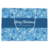 Hand Drawn Winter Pattern Blue Large Gift Bag Große Geschenktüte (Rückseite)