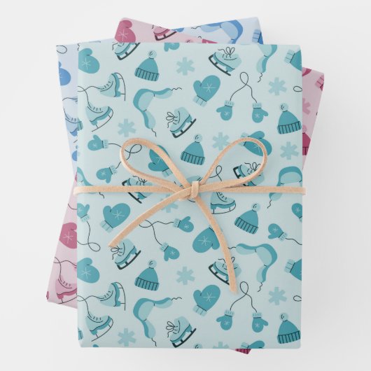Hand Drawn Winter Pattern Mix Wrapping Paper Set3 Geschenkpapier Set (Beispiel)