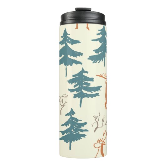Hand drawn winter seamless pattern with deer and p thermosbecher (Vorderseite)