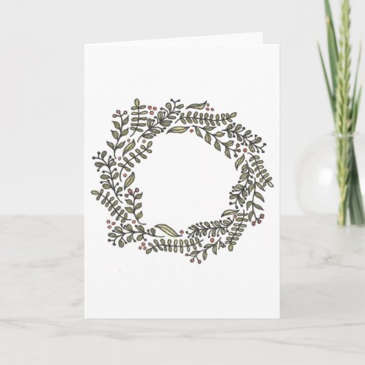 Hand Drawn Winter Wreath Card Feiertagskarte (Vorderseite)