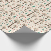 Hand Drawn Woodland Trees with Hearts Gift Wrap Geschenkpapier (Ecke)