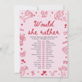 Hand Drawn Would She Rather Bridal Shower Game Einladung (Vorderseite)