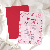 Hand Drawn Would She Rather Bridal Shower Game Einladung