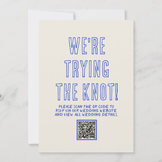 Hand Drawn Writbble Quirky QR Code Hochzeit Einladung (Rückseite)