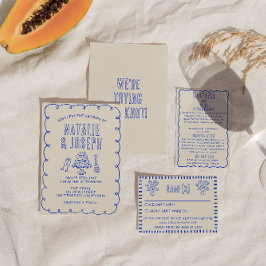 Hand Drawn Writbble Quirky Retro Wedding Einladung