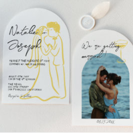Hand Drawn Written Summer Arched Photo Wedding Einladung