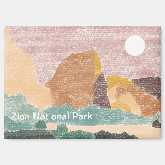 Hand Drawn Zion Nationalpark Magnet (Vorderseite)