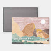 Hand Drawn Zion Nationalpark Magnet (Vorderseite/Rückseite)