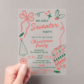Hand Drwan Christmas Doodles Ugly Sweater Party Acryleinladungen (Insitu (Handheld))