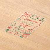 Hand Drwan Christmas Doodles Ugly Sweater Party Acryleinladungen (Ablage )