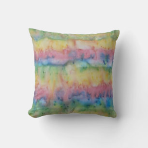 Hand Dyed Rainbow Strip Kissen