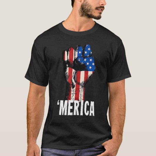 Hand Eagle American Flag Happy 4. Juli T-Shirt (Vorderseite)