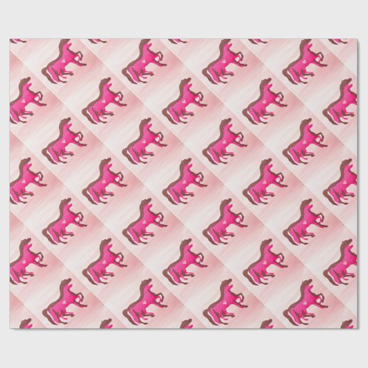 Hand entwarf rosa PferdePackpapier Geschenkpapier (Flach)