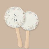 Hand Fan Custom Floral with Initials - Romantic Fächer