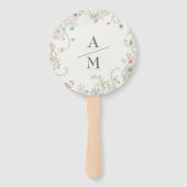 Hand Fan Custom Floral with Initials - Romantic Fächer (Vorderseite)