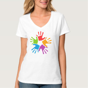 "Hand" Frauenhanes Nano V-Neck T - Shirt