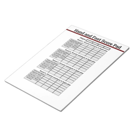 Hand-Fuß-Card-Spielfeld Notizblock (angewinkelt)