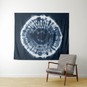 Hand-gefärbter Indigoblau shibori Kreis Wandteppich (Beispiel (Horizontal))