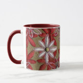 Hand geschnitzte gesteppte rote und rosa Blumen Tasse (Links)
