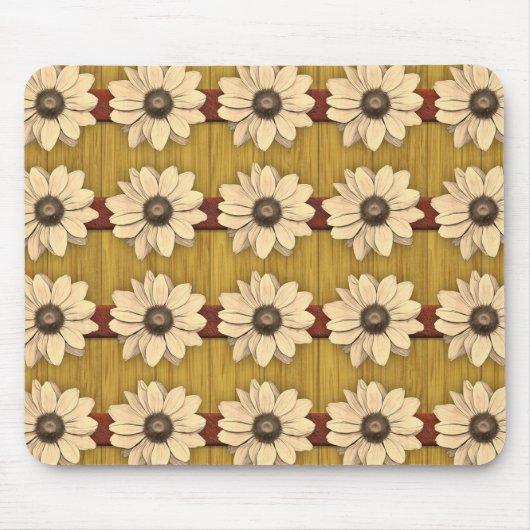 Hand geschnitzte hölzerne Gänseblümchen Mousepad (Vorne)