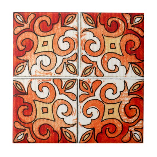 Hand geschnitzter Fliesen-Entwurf 6 gemalt in den Fliese (Vorderseite)