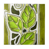Hand geschnitztes Blätter im Grün Fliese (Vorderseite)