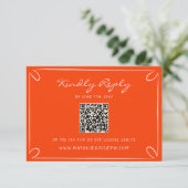 Hand geschriebene Pinstripes Whimsical QR Code Hoc RSVP Karte (Stehend Vorderseite)