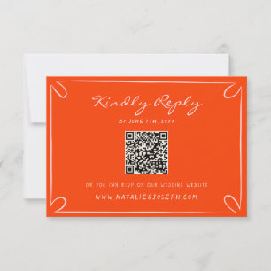 Hand geschriebene Pinstripes Whimsical QR Code Hoc RSVP Karte