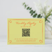 Hand geschriebene Pinstripes Whimsical QR Code Hoc RSVP Karte (Stehend Vorderseite)