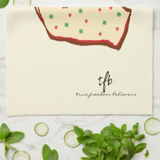 Hand Gesture Strawberry-Kiwi Pizza Geschirrtuch (Gefaltet)