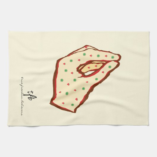 Hand Gesture Strawberry-Kiwi Pizza Geschirrtuch (Horizontal)