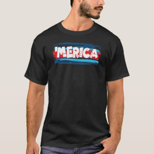 Hand Gezeichnet amerikanische Flagge Merica 4. Jul T-Shirt