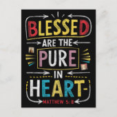 Hand Gezeichnet Bibelverse: Gesegnetes reines Herz Postkarte (Vorderseite)