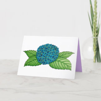 Hand gezeichnet, blauer Hydrangea-Blume Dankeskarte