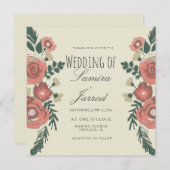 Hand Gezeichnet Blumenbouquet Vintage Hochzeit (Vorne/Hinten)