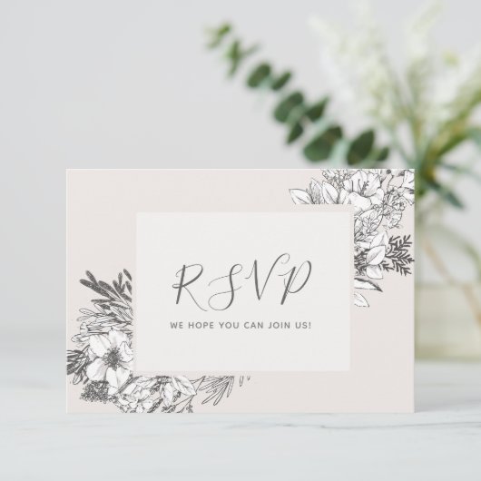 HAND GEZEICHNET BOTANICAL Stylish Modern Blush Flo Einladung (Stehend Vorderseite)