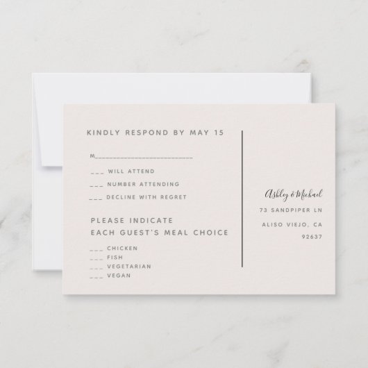 HAND GEZEICHNET BOTANICAL Stylish Modern Blush Flo Einladung (Rückseite)